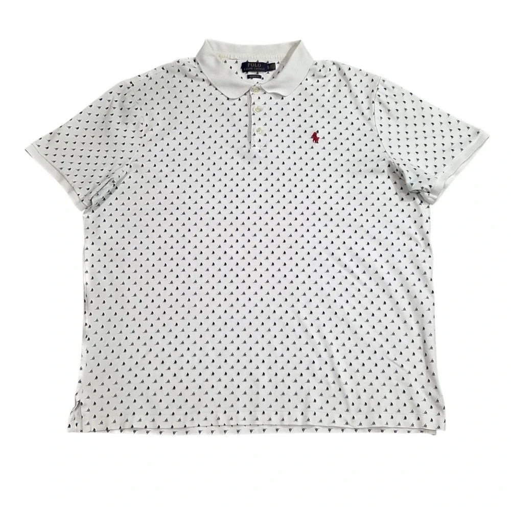 Polo Ralph Lauren Nautical Sail Boats Pony Polo Shirt Classic Fit Men Size‎ XL